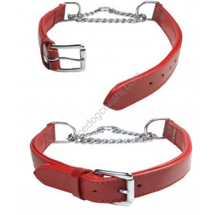 Adjustable PADDED Half check Leather Dog Collar small width 1"(2.5cm)